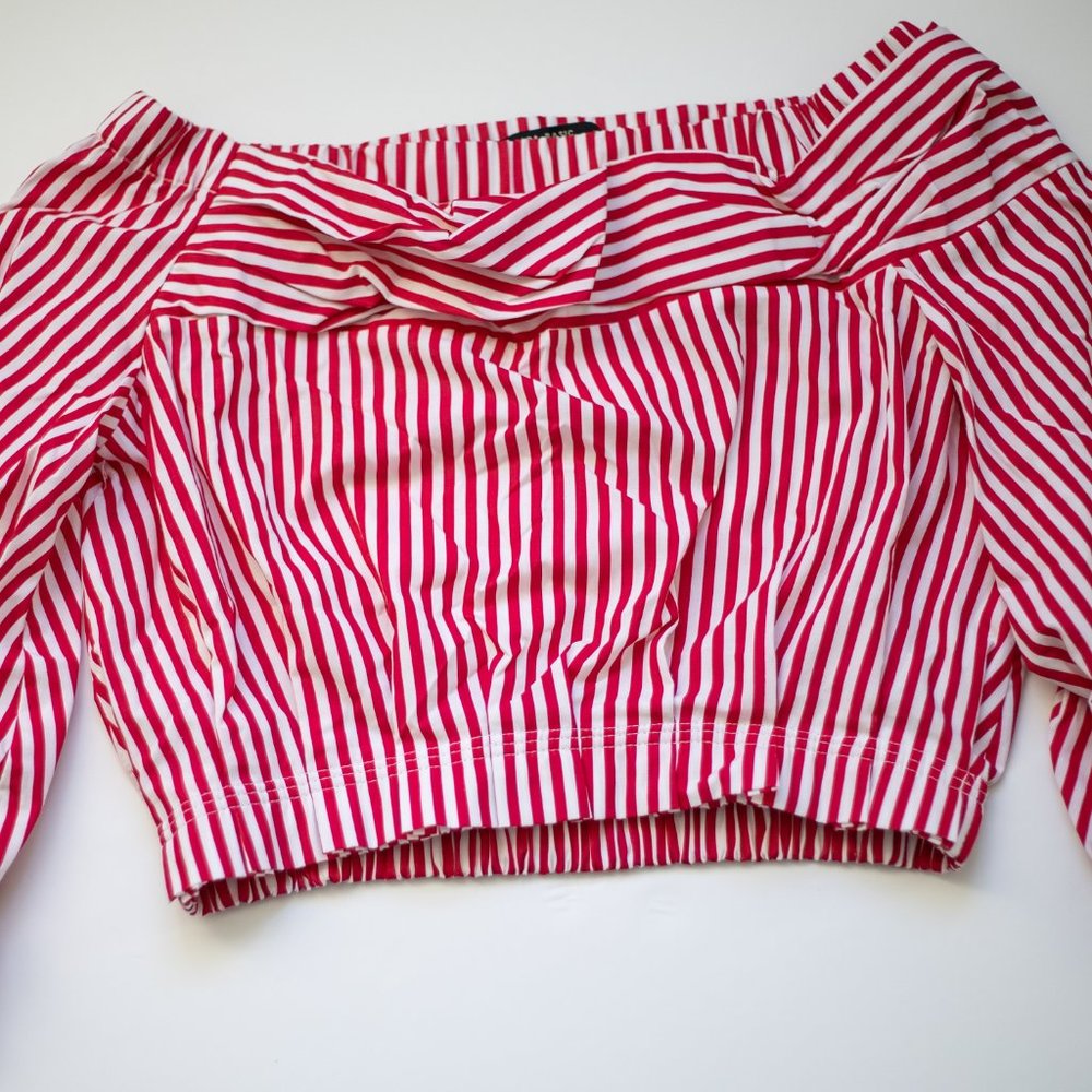 Zara Basics Red & white off shoulder top